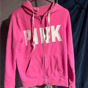 Victoria's Secret Pink Hoodie - Bright Pink and White